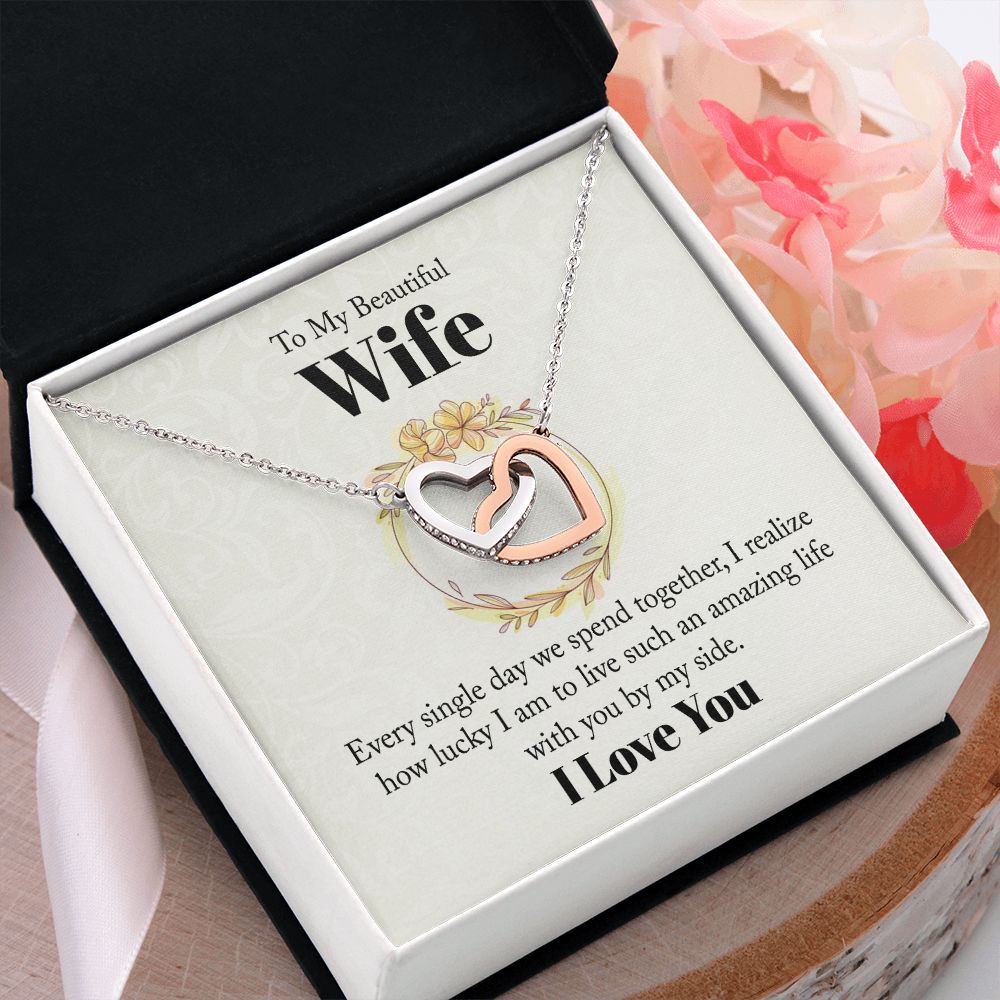 To My Beautiful Wife Necklace, Wedding Anniversary Jewelry For Women, Necklace For Wife from Husband, Gifts For Wife Birthday Gifts Necklace, Jewelry With Message Card In A Gift Box