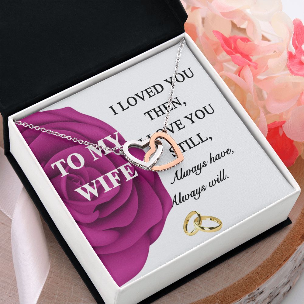 To My Wife Necklace -gift for Wife, Birthday Anniversary Necklace From HUsband Interlocking Hearts Necklace
