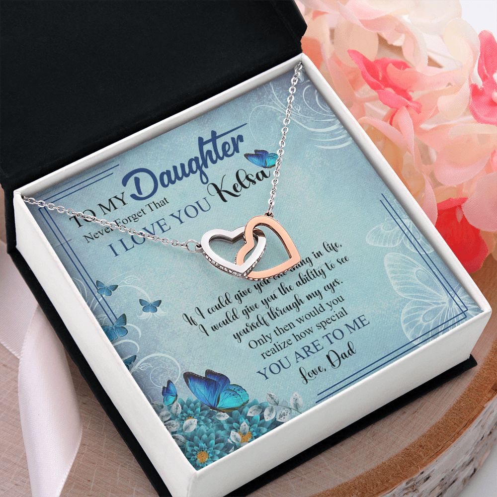 Mother Daughter Gift Ideas, To My Daughter Gift Necklace from Mom, Jewelry Pendant Present for Daughter, Birthday Christmas Gift Graduation Gifts for Daughters, Mother and Daughter Necklace 21 Interlocking Hearts Necklace