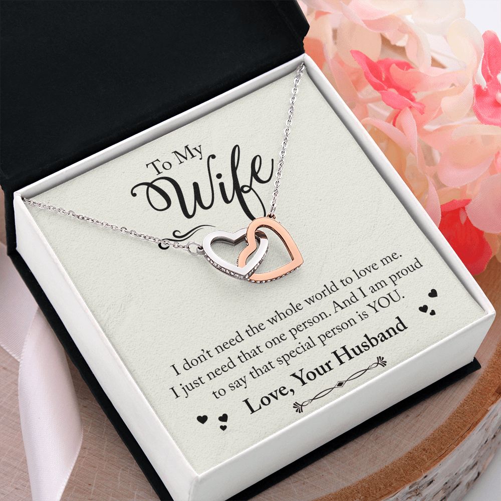 To My Wife Necklace from Husband, Personalized Necklace for Women, Luxury Necklace for Wife from Man Men, Wedding Anniversary Present For Wife, Beautiful Wife Jewelry Christmas Birthday Gift For Wife24 Interlocking Hearts Necklace
