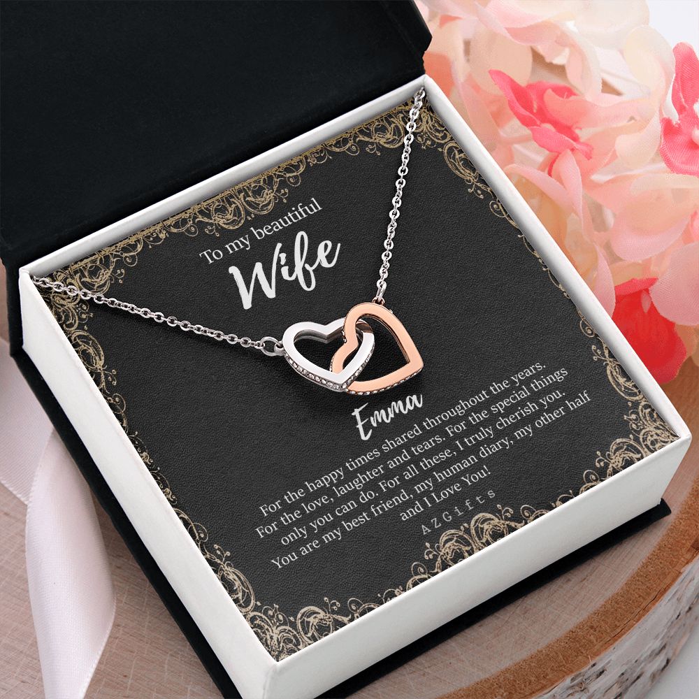 To My Wife Necklace from Husband, Personalized Necklace for Women, Luxury Necklace for Wife from Man Men, Wedding Anniversary Present For Wife, Beautiful Wife Jewelry Christmas Birthday Gifts For Wife9 Interlocking Hearts Necklace