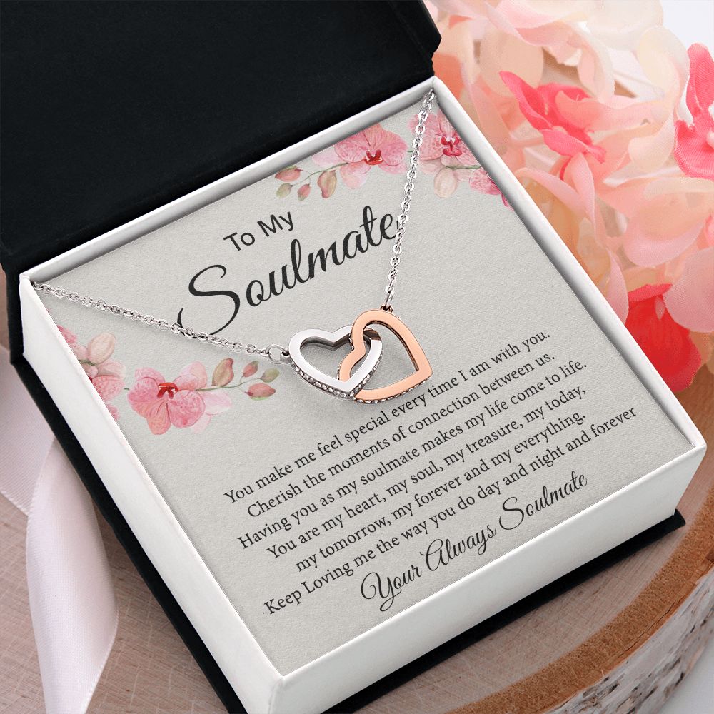 To My Soulmate Necklace for Women Birthday Christmas Jewelry Gifts For My Wife with Message Card Box Personalized Gift Present Pendant for Future Wife Soulmate Girlfriend Love 27 Interlocking Hearts Necklace