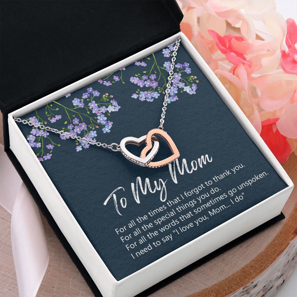 To My Mom Necklace Jewelry Gift, Birthday Gift For Mom, Mother's Day Gift For Mom, Message Card Jewelry Gift For Mom, Meaningful Mom Gift Interlocking Hearts Necklace