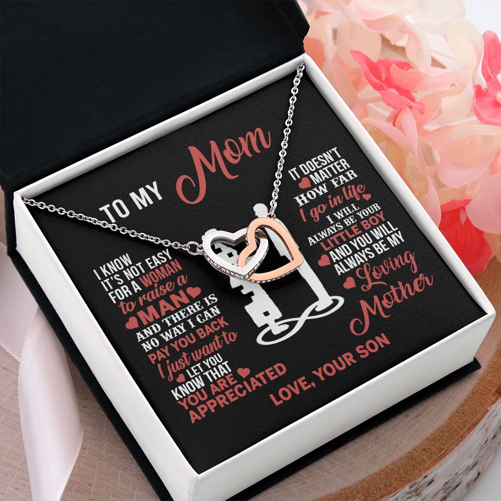 Mom Necklace Mothers Day Gift From Son To My Mom Forevere Love Necklace Gift Mom Interlocking Hearts Necklace