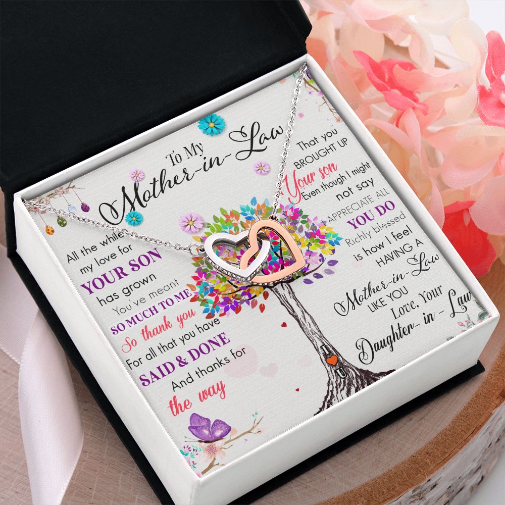 Mother in Law Necklace, Jewelry for Women, Future Mother in Law Gifts from Daughter in Law, Mother of Bride Gifts For Mother in Law, Birthday Gifts For Mother In Law From Daughter In Law72323 Interlocking Hearts Necklace