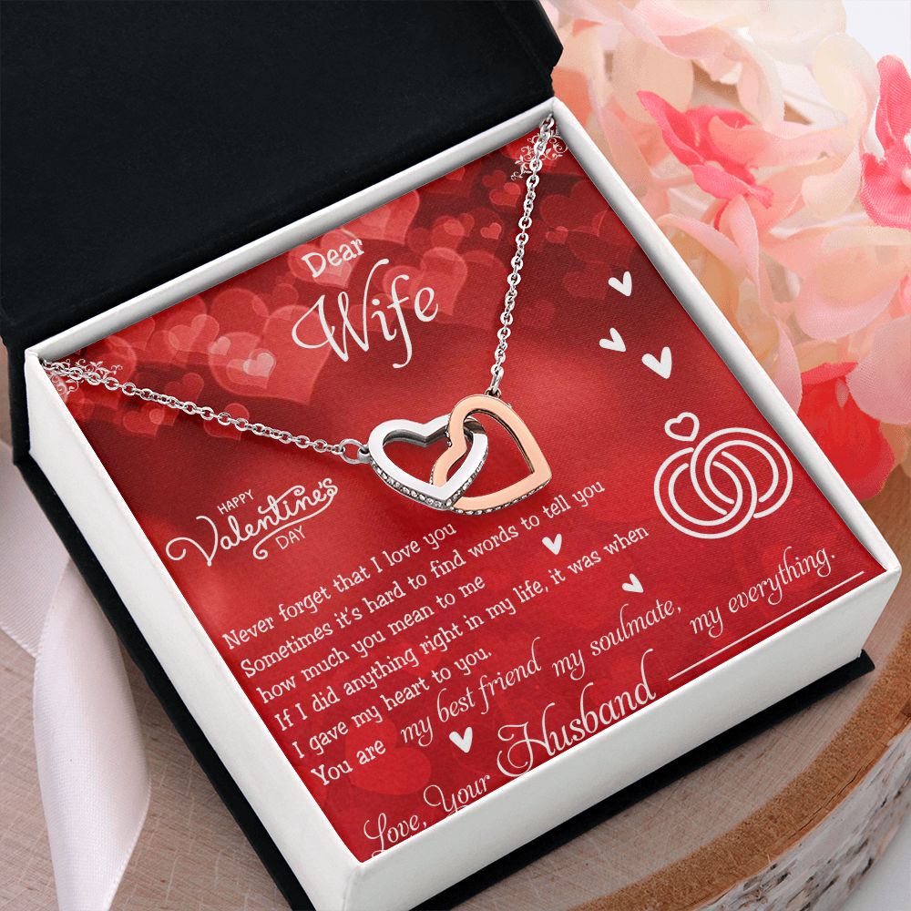 To My Wife Necklace, Wedding Anniversary Jewelry For Women, Necklace For Wife from Husband, Gift For Wife Birthday Gifts From Husband Necklace, Jewelry With Message Card In A Gift Box4 Interlocking Hearts Necklace