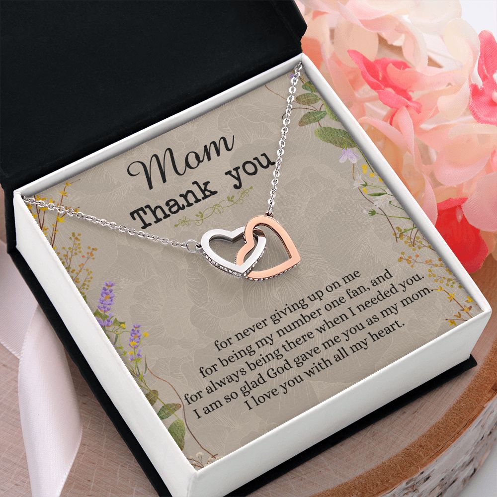 To My Mom Necklace, Thank you Mom Gift, Gift for Mom, Mother's Day Gift from Daughter, Mother Daughter gift, Gift from child, Gift for Mom, Mothers Day Necklace for Women Interlocking Hearts Necklace