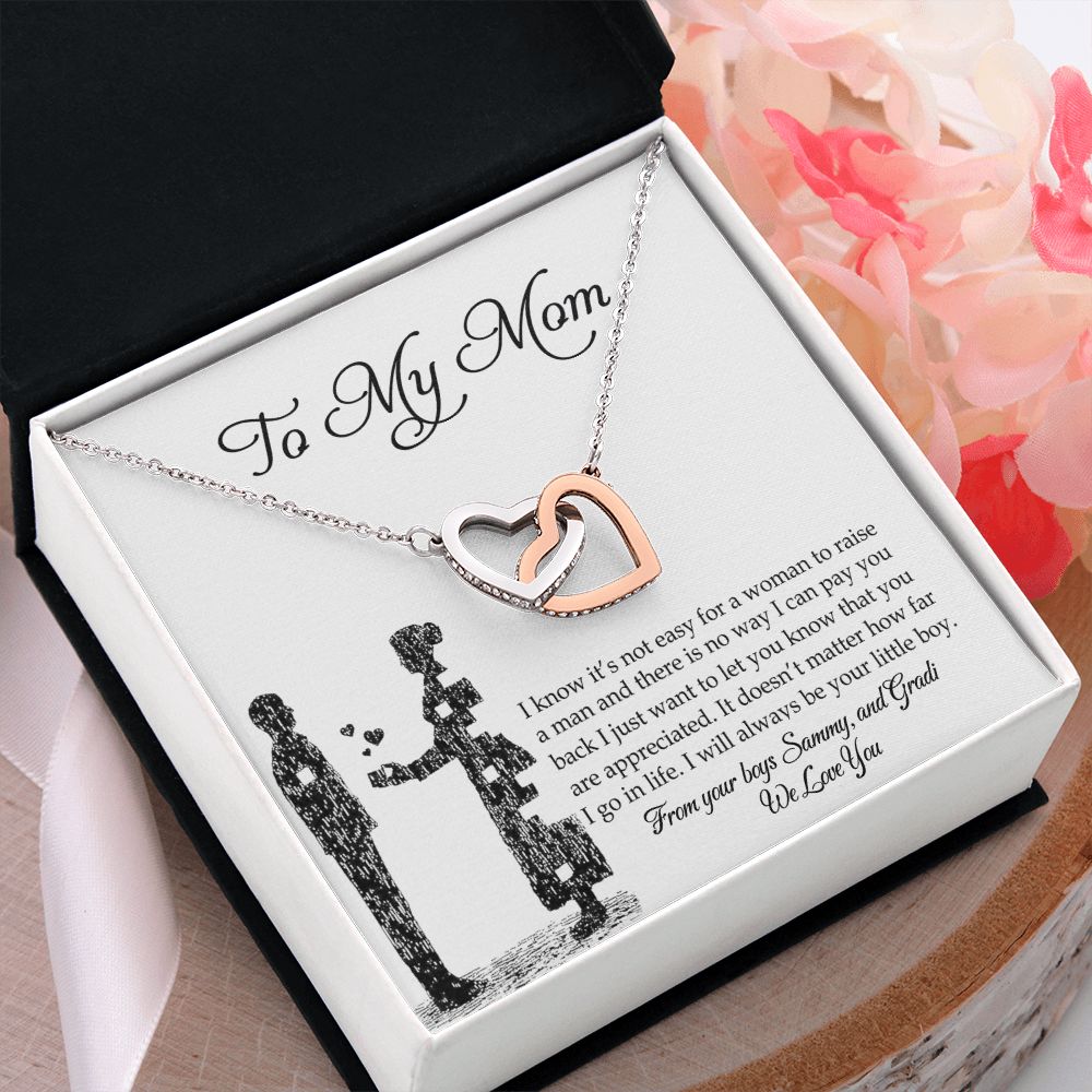 To My Mom Necklace, Gift For Mom, Mother's Day Gift from Son, Mom Jewelry Gift for Mothers Day, Birthday Gift for Mother, Moms Gift from Daughter Son, Necklace for Mom Mother Interlocking Hearts Necklace