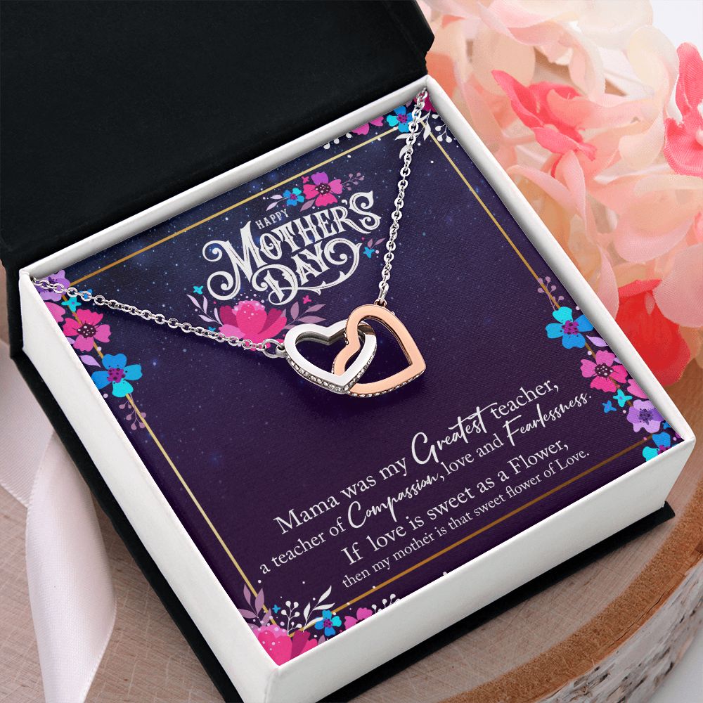 To My Mom Mother Necklace Pendant Gìt From Daughter Or Son Happy Mothers Day Mama Was My Greatest Teacher With Message Card Gift For Mom Interlocking Hearts Necklace