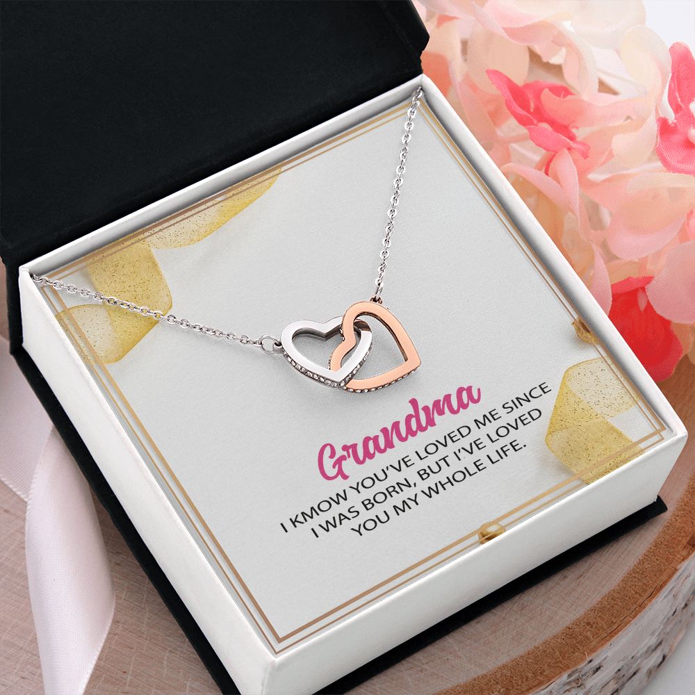 To My Grandma Necklace, Gift for Grandmother Necklace, Mothers Day Gift For Grandma Nana, Grandma Jewelry From Grandchildren GrandKids , Jewelry Box Gift For Grandma Grandmother12 Interlocking Hearts Necklace