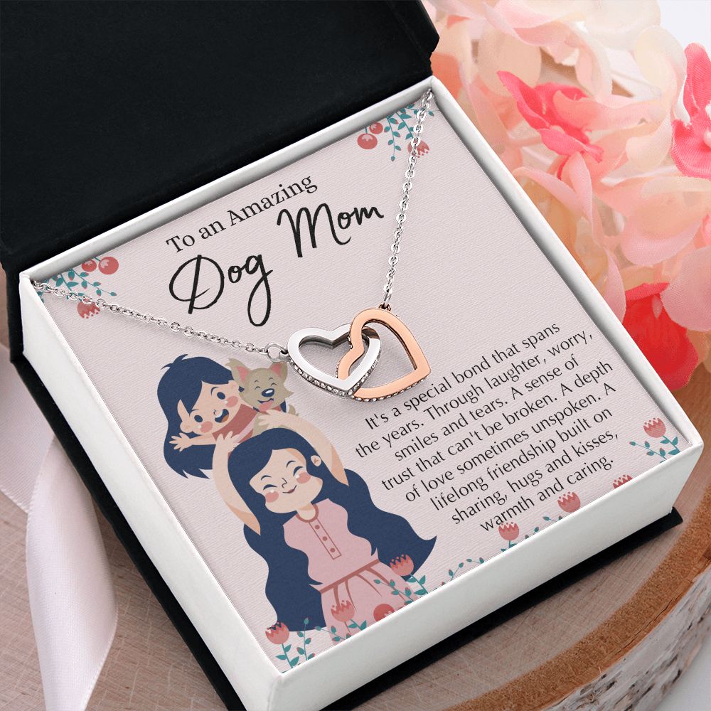 Love Knot Necklace, Dog Mom Gift For Mother's Day, Dog Mom Necklace For Women, Dog Mama Sentimental Gift, Dog Lover Gifts For Her, Unique Interlocking Hearts Necklace