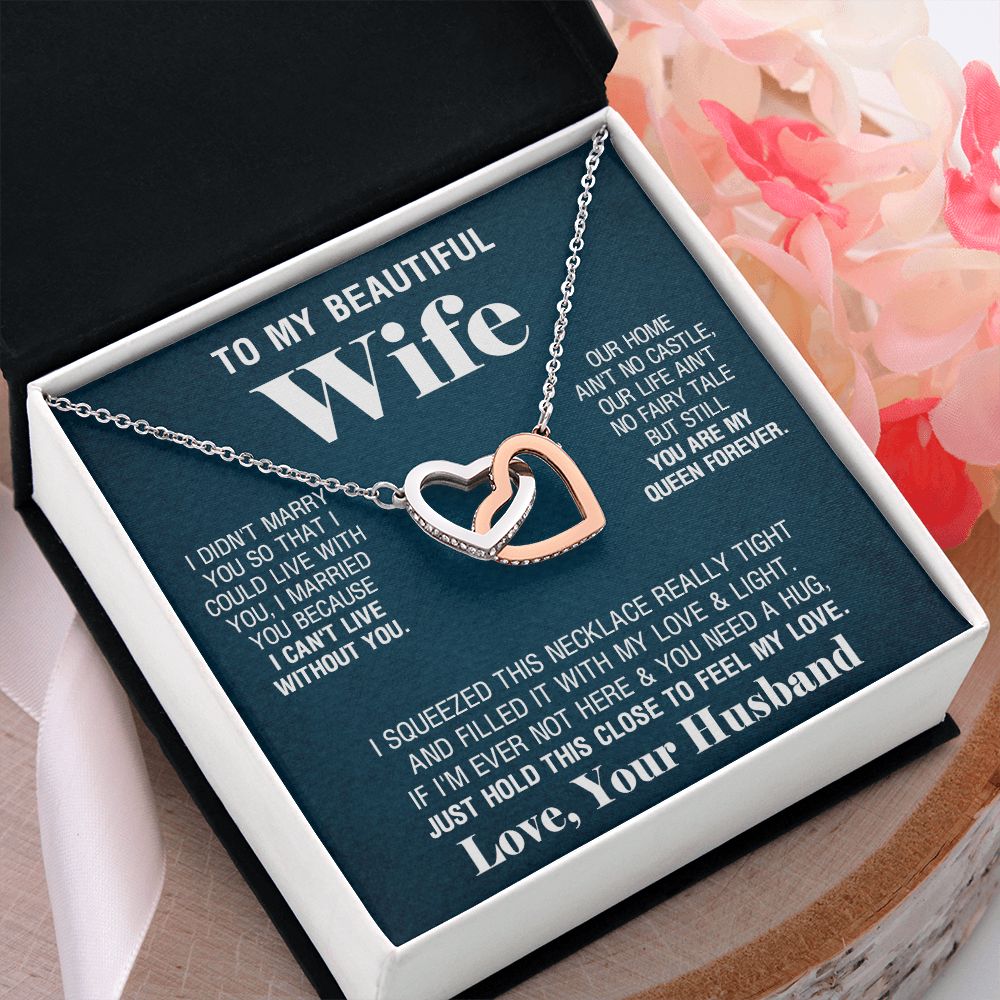 To My Beautiful Wife Necklace, Wedding Anniversary Jewelry For Women, Necklace For Wife from Husband, Gifts For Wife Birthday Gifts Necklace, Jewelry With Message Card In A Gift Box