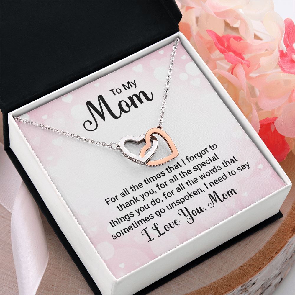 To My Mom Necklace, Gift For Mom, Mother's Day Gift from Daughter, Mom Jewelry Gift for Mothers Day, Birthday Gift for Mother, Moms Gift from Daughter Son, Necklace for Mom Mother 23 Interlocking Hearts Necklace