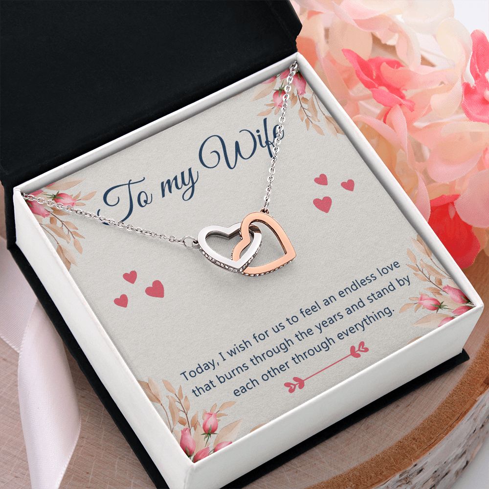 Birthday Gifts For Wife, Necklace Gifts For Wife From Husband, To My Wife Jewelry For Women , To My Wife Necklace  from Husband Wedding Anniversary Present For Wife, Beautiful Wife Jewelry Christmas 4 Interlocking Hearts Necklace