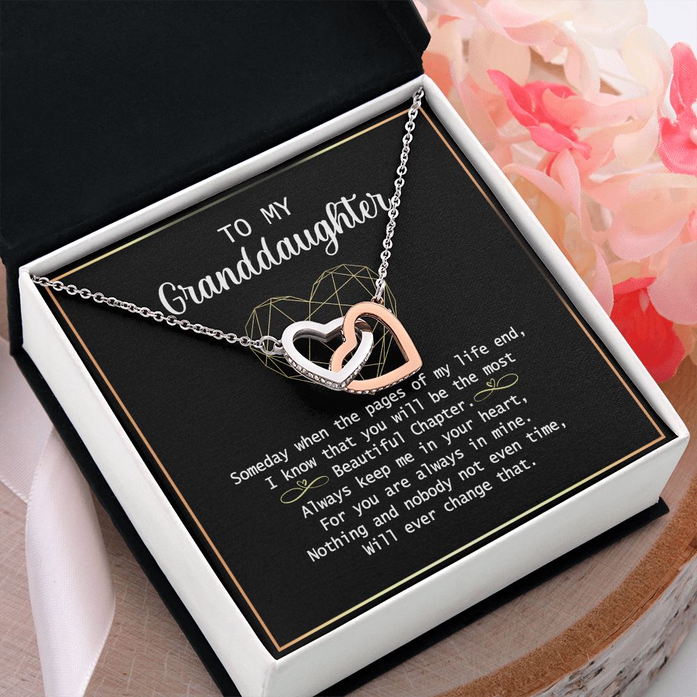 To my Granddaughter Necklace Gift For Granddaughter Birthday Congrats Graduation Interlocking Hearts Necklace