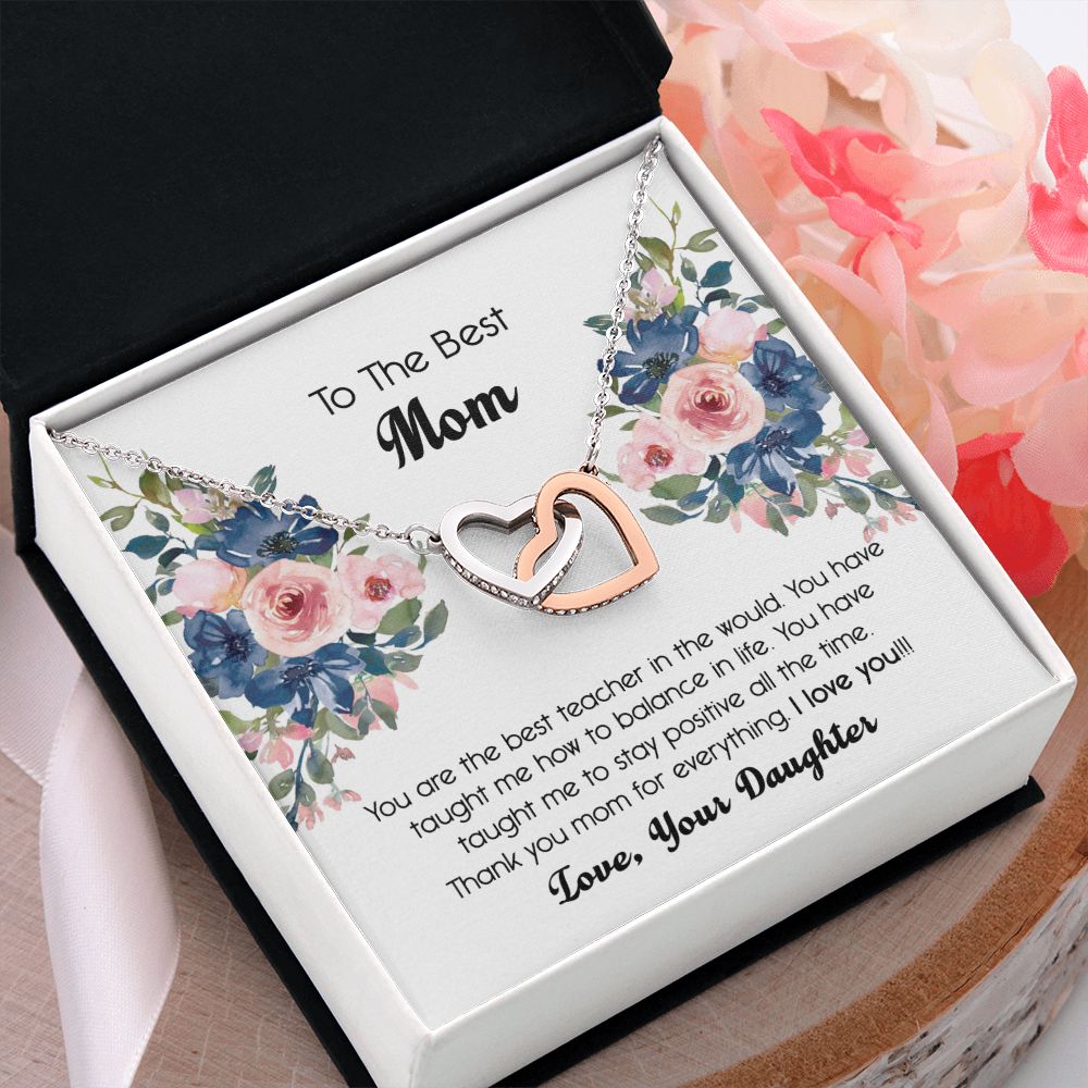 To My Mom Necklace, Gift For Mom, Mother's Day Gift from Daughter, Mom Jewelry Gift for Mothers Day, Birthday Gift for Mother, Moms Gift from Daughter Son, Necklace for Mom Mother 7 Interlocking Hearts Necklace