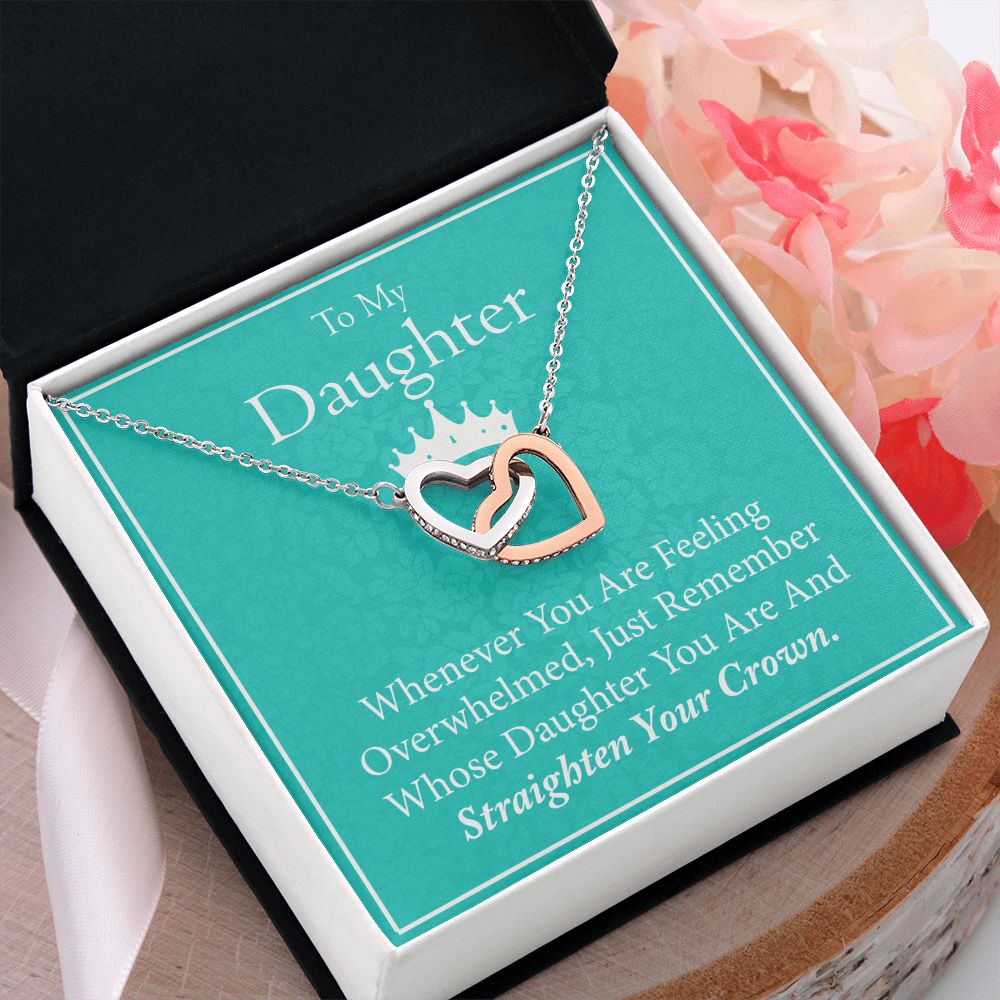 Jewelry Pendant Present for Daughter, To My Daughter Gift Necklace from Mom, Mother Daughter Gift Ideas, Birthday Christmas Gift Graduation Gifts for Daughters, Mother and Daughter Necklace 15 Interlocking Hearts Necklace