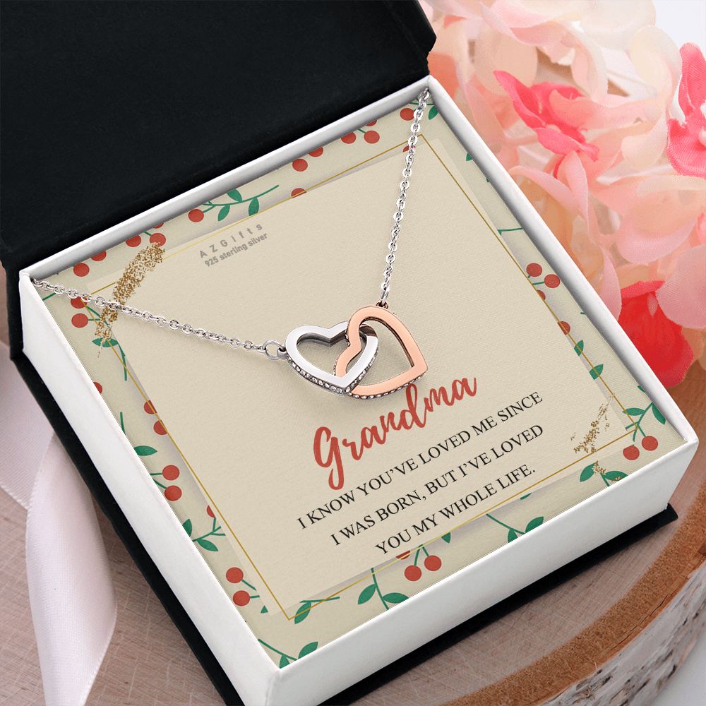To My Grandma Necklace, Gift for Grandmother Necklace, Mothers Day Gift For Grandma Nana, Grandma Jewelry From Grandchildren GrandKids , Jewelry Box Gift For Grandma Grandmother15 Interlocking Hearts Necklace