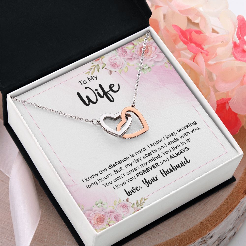 Birthday Gifts For Wife, Necklace Gifts For Wife From Husband, To My Wife Jewelry For Women , To My Wife Necklace  from Husband Wedding Anniversary Present For Wife, Beautiful Wife Jewelry Christmas29 Interlocking Hearts Necklace