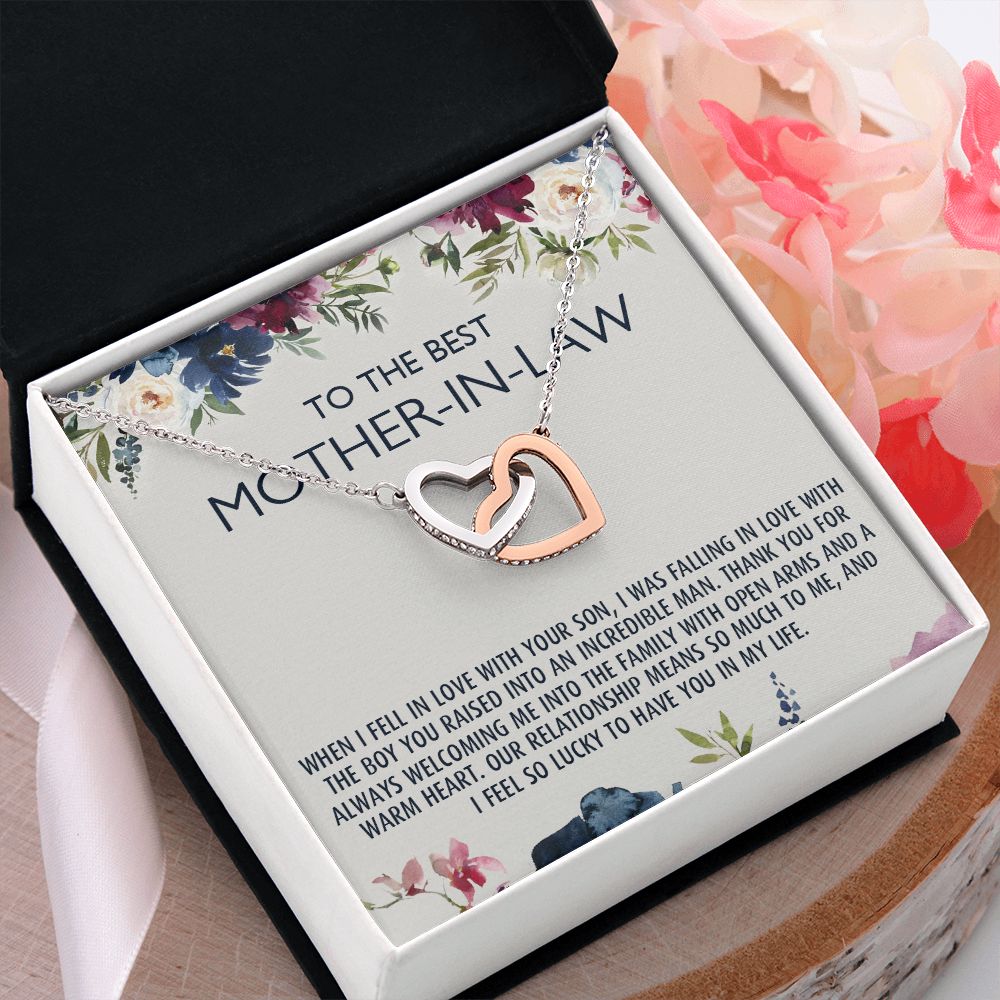 To My Mother-In-Law Gift Mothers Day Gift Necklace Mother-In-Law Gifts Jewelry Interlocking Hearts Necklace
