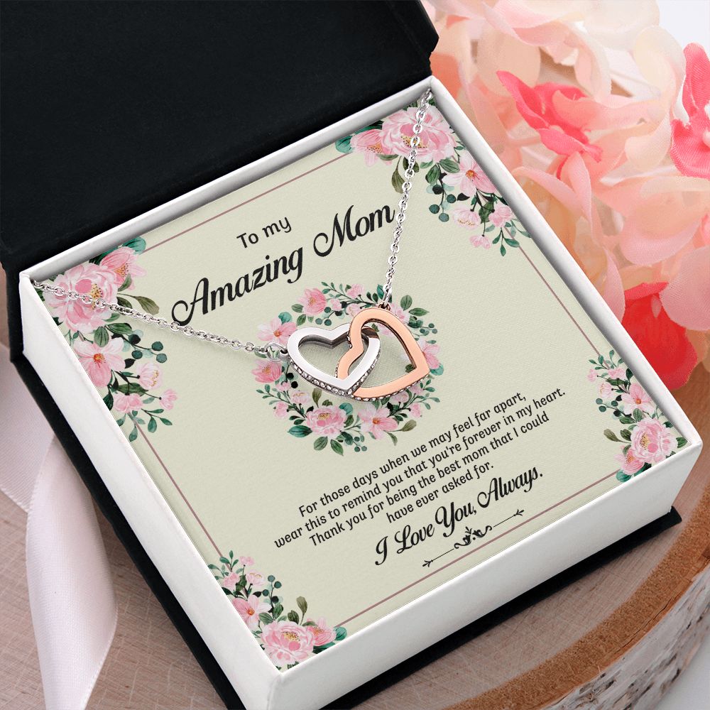 To My Mom Necklace, Gift For Mom, Mother's Day Gift from Daughter, Mom Jewelry Gift for Mothers Day, Birthday Gift for Mother, Moms Gift from Daughter Son, Necklace for Mom Mother17 Interlocking Hearts Necklace