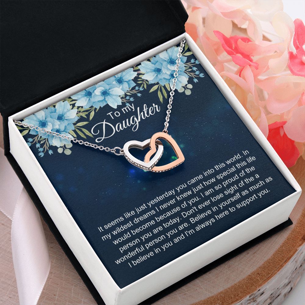 To My Daughter Gift Necklace from Mom, Mother and Daughter Necklace for Girls, Mother Daughter Gift Ideas, Jewelry Pendant Interlocking Hearts Necklace