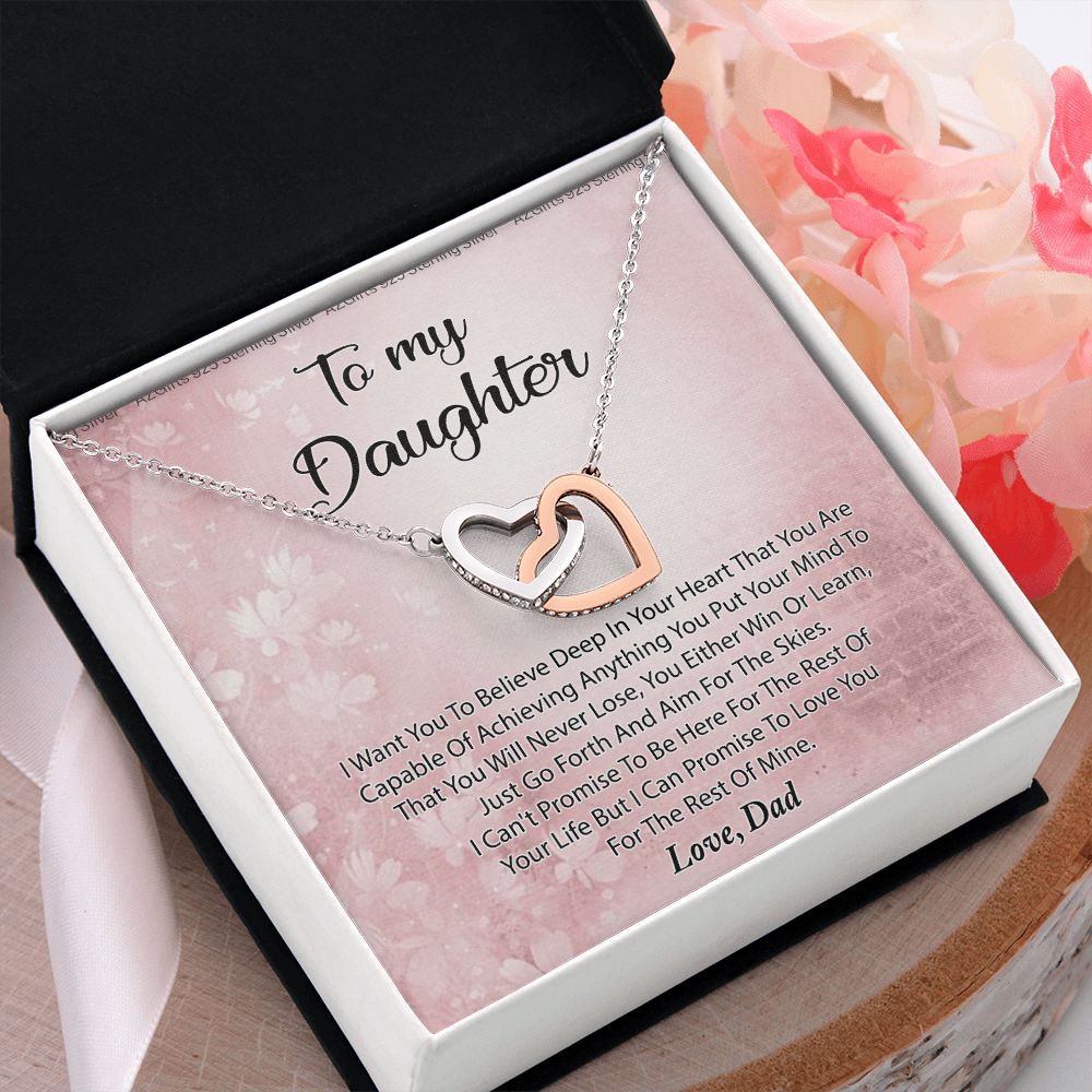 To My Daughter Necklace Gift From Mom I Love You Forever and Always Hearts Necklace For Daughter Present for Birthday Anniversary Christmas Valentine's Day Interlocking Hearts Necklace