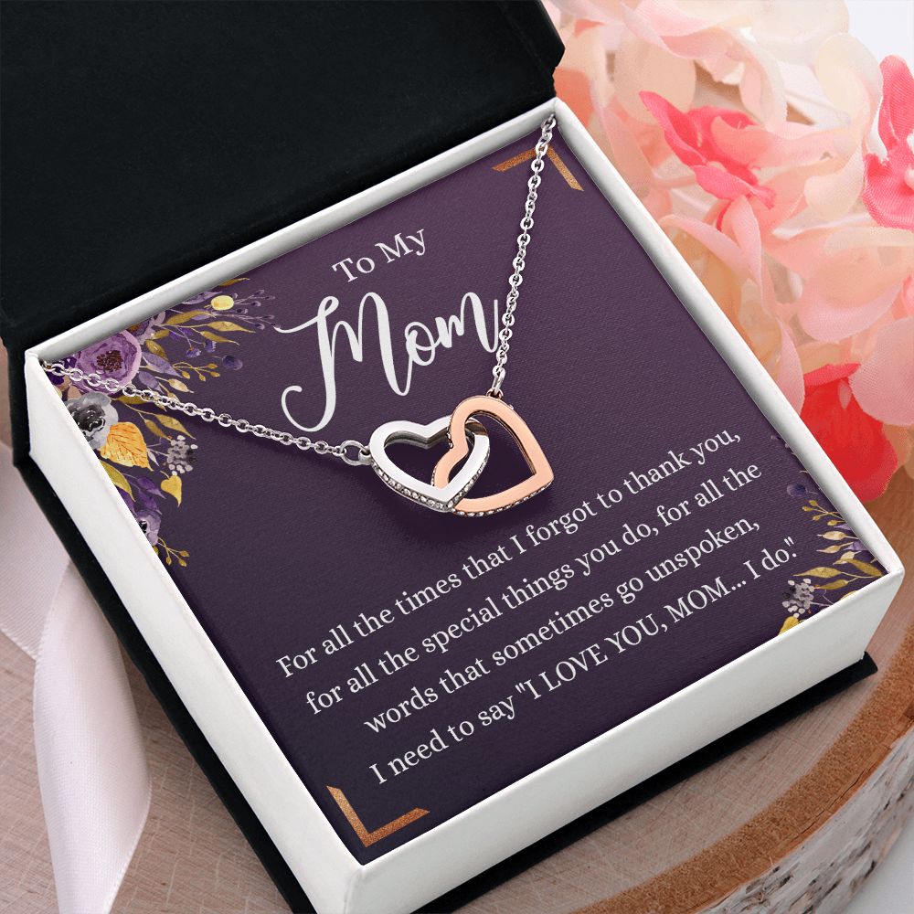 To My Mother Gift Necklace To Mom, Mother, Mommy, Momma from Child Special Mother Gift for Birthday Mothers Day Retriment Anniversary Hoiday Present for Mom Necklace for Women Interlocking Hearts Necklace
