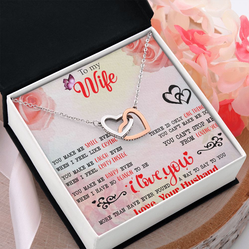 To My Wife Necklace, Wedding Anniversary Jewelry For Women, Necklace For Wife from Husband, Gift For Wife Birthday Gifts From Husband Necklace, Jewelry With Message Card In A Gift Box3 Interlocking Hearts Necklace