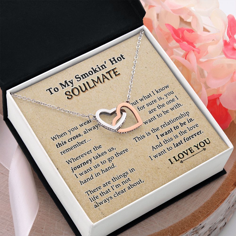 To My Soulmate Necklace for Women Birthday Valentines Day Jewelry Gifts For My Wife with Message Card Box Personalized Gift Present Pendant for Future Wife Soulmate Girlfriend Love 9 Interlocking Hearts Necklace