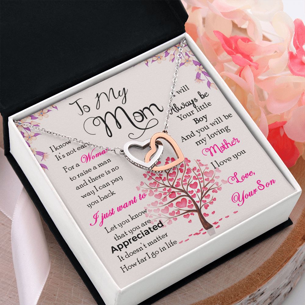 To My Mom Necklace Pendant Gift From Son I Know It's Not Easy For A Woman Necklace For To Mom Happy Mothers Day Mother In Law Gift On Birthday Anniversary Gift 30821 Interlocking Hearts Necklace