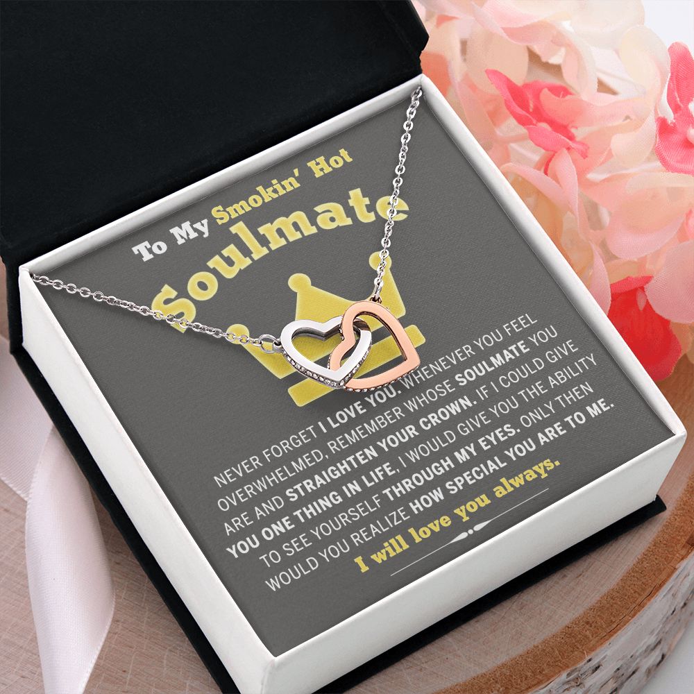 To My Soulmate Necklace for Women Birthday Valentines Day Jewelry Gifts For My Wife with Message Card Box Personalized Gift Present Pendant for Future Wife Soulmate Girlfriend Love 8 Interlocking Hearts Necklace