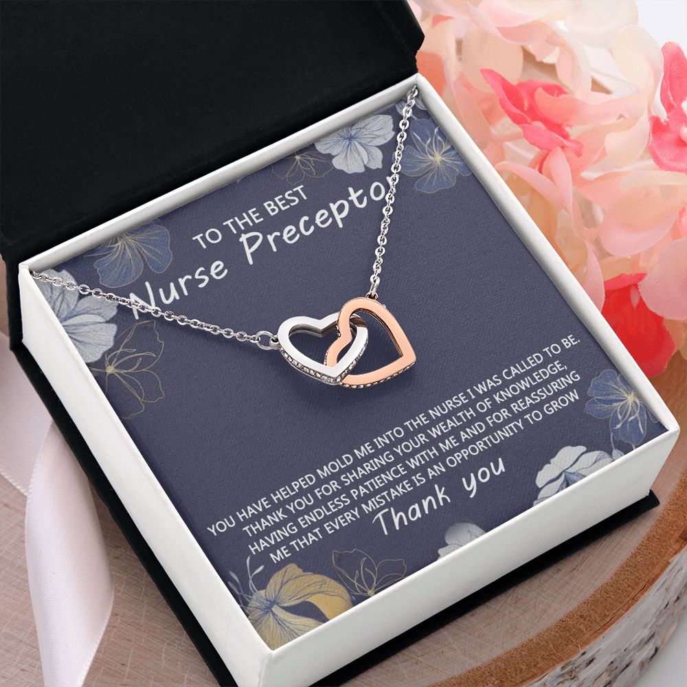 Congratulations Jewelry Necklace, Nurse Preceptor Gift, nurse preceptor Jewelry thank you Card Necklace To The Best Nurse Preceptor Necklace On Graduation Gift Necklace Graduation Gift for Her Interlocking Hearts Necklace