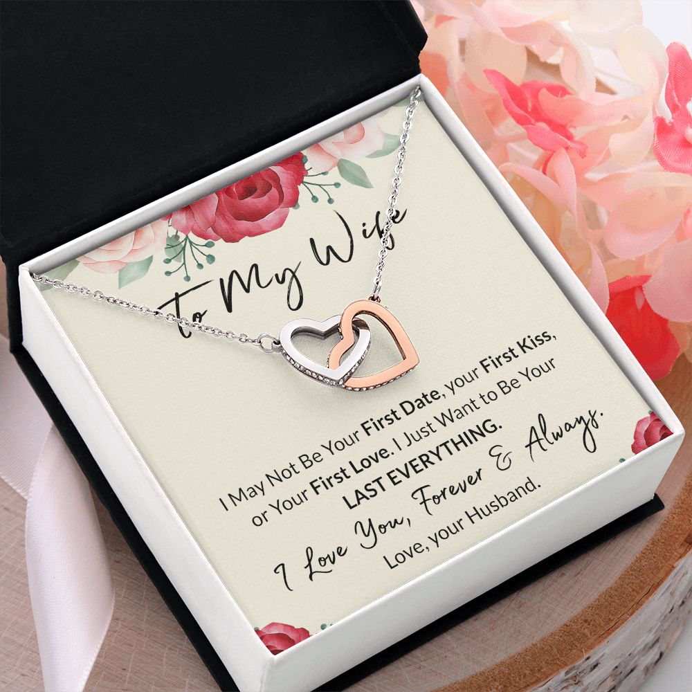To My Wife Necklace from Husband, Personalized Necklace for Women, Luxury Necklace for Wife from Man Men, Wedding Anniversary Present For Wife, Beautiful Wife Jewelry Christmas Birthday Gift For Wife18 Interlocking Hearts Necklace