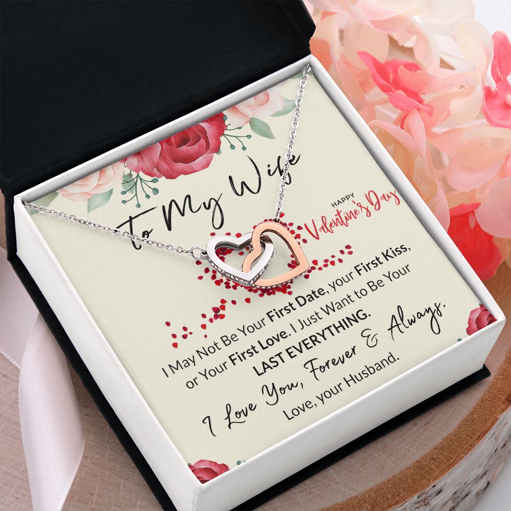 To My Wife Necklace from Husband, Personalized Necklace for Women, Luxury Necklace for Wife from Man Men, Wedding Anniversary Present For Wife, Beautiful Wife Jewelry Christmas Birthday Gift For Wife23 Interlocking Hearts Necklace