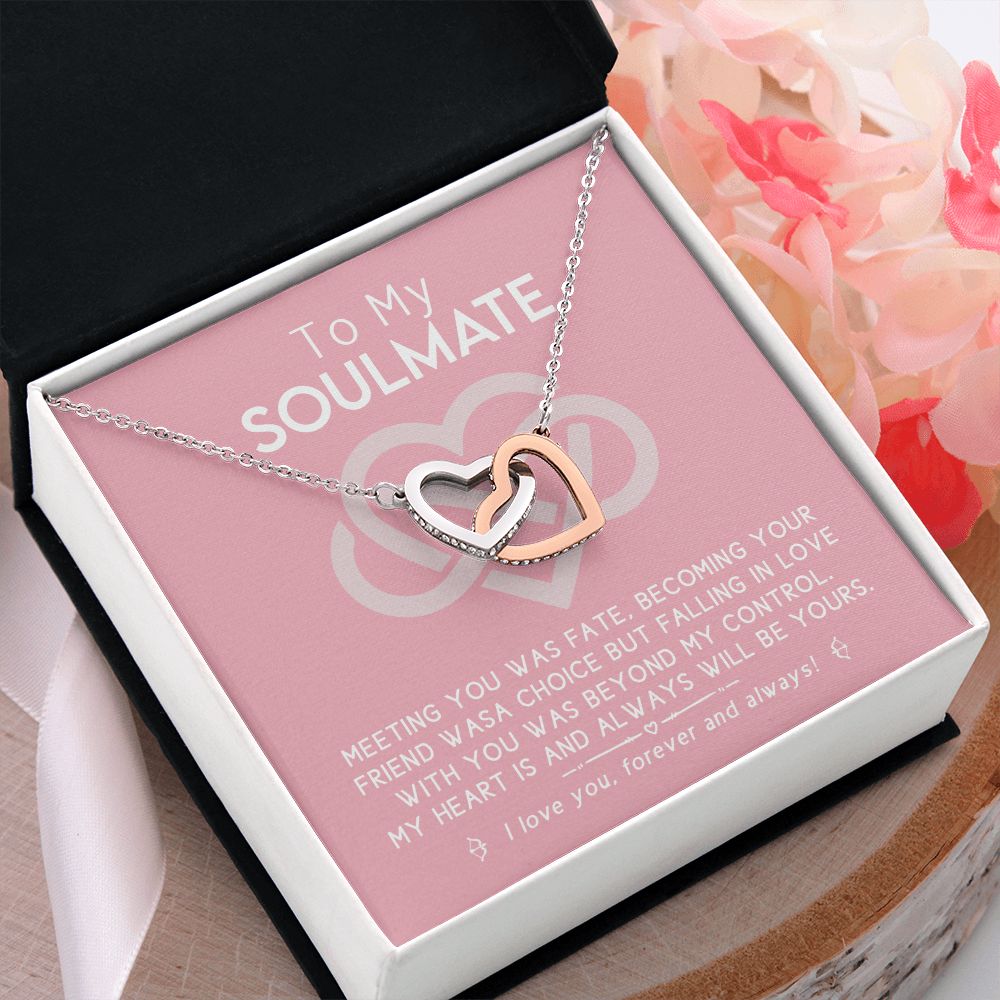 To My Soulmate Forever Love Necklace Gift For Soulmate Jewelry For Girlfriend Interlocking Hearts Necklace