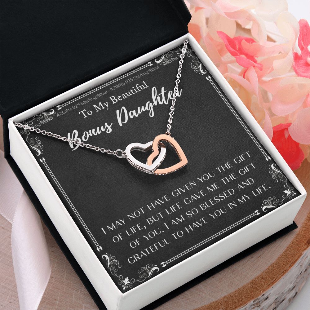 Personalized Gift - To My Bonus Daughter - Interlocking Hearts Necklace, Step daughter, Adopted daughter, daughter in law gift, future daughter Interlocking Hearts Necklace