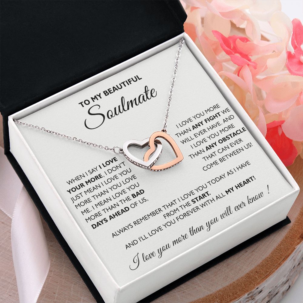 To My Soulmate Necklace Eternal Hope Necklace Valentine Day gift for Soulmate 175133533988 Interlocking Hearts Necklace