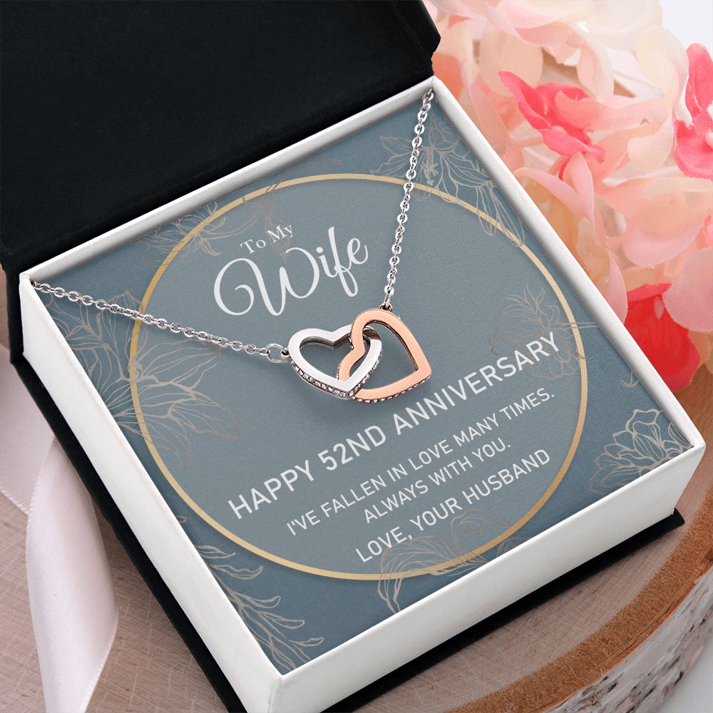 To My Wife Necklace from Husband, Personalized Necklace for Women, Luxury Necklace for Wife from Man Men, Wedding Anniversary Present For Wife, Beautiful Wife Jewelry Christmas Birthday Gifts For Wife5 Interlocking Hearts Necklace