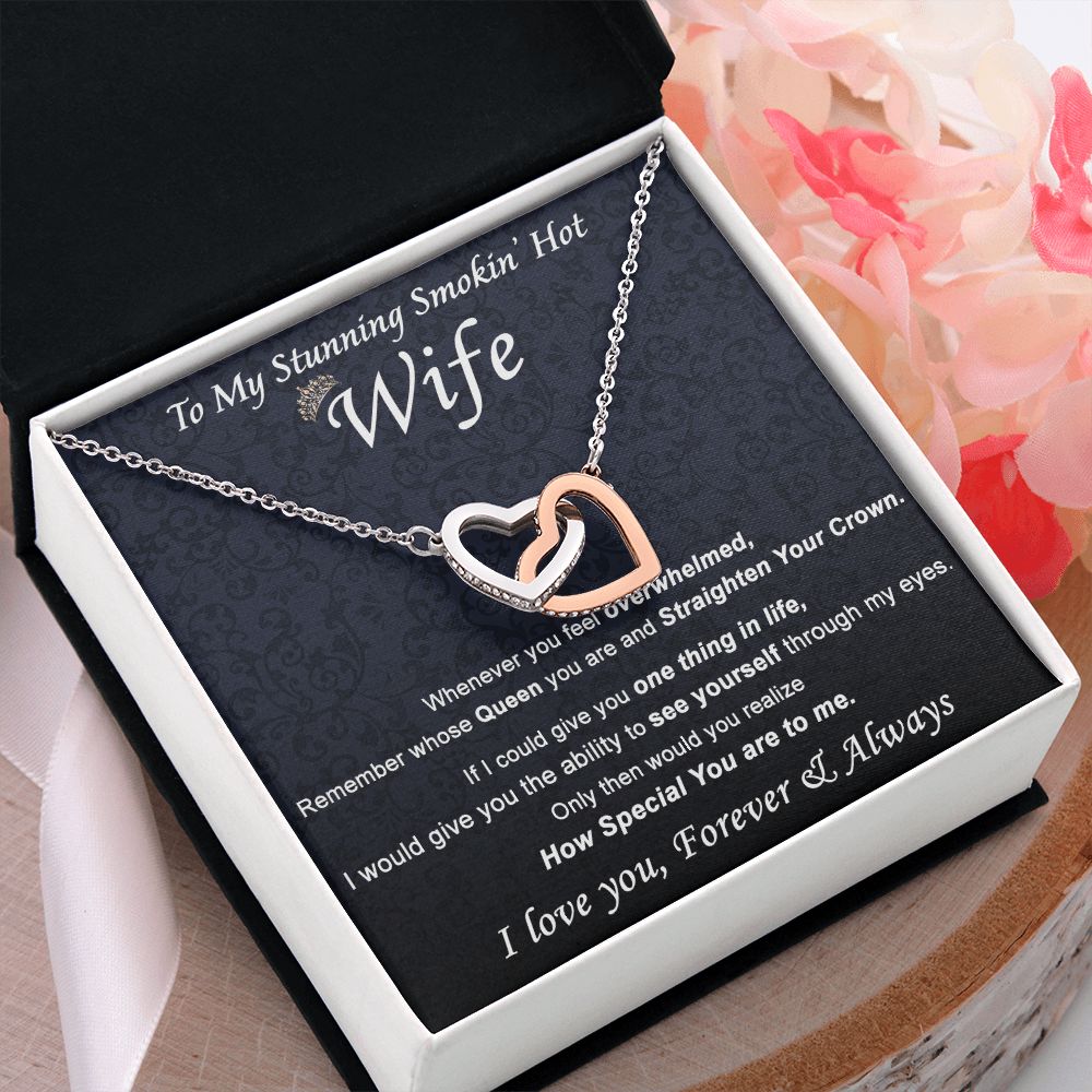 To My Wife Necklace from Husband, Personalized Necklace for Women, Luxury Necklace for Wife from Man Men, Wedding Anniversary Present For Wife, Beautiful Wife Jewelry Christmas Birthday Gift For Wife21 Interlocking Hearts Necklace