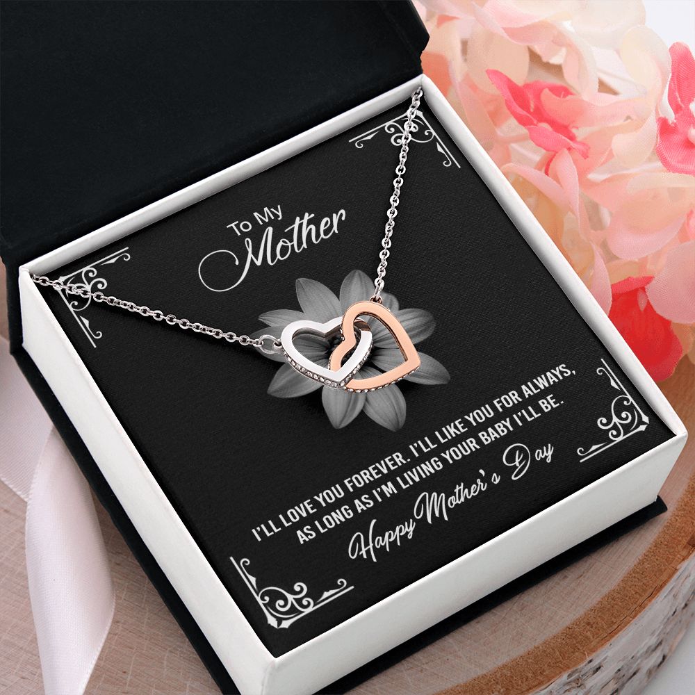 Mom Necklace Gifts for Mom from Daughter to Mom Gifts for Mothers Day from Daughter, To My Mom Necklace from Daughter to Mom Birthday Gifts Necklace with Message Card and Gift Box2247 Interlocking Hearts Necklace
