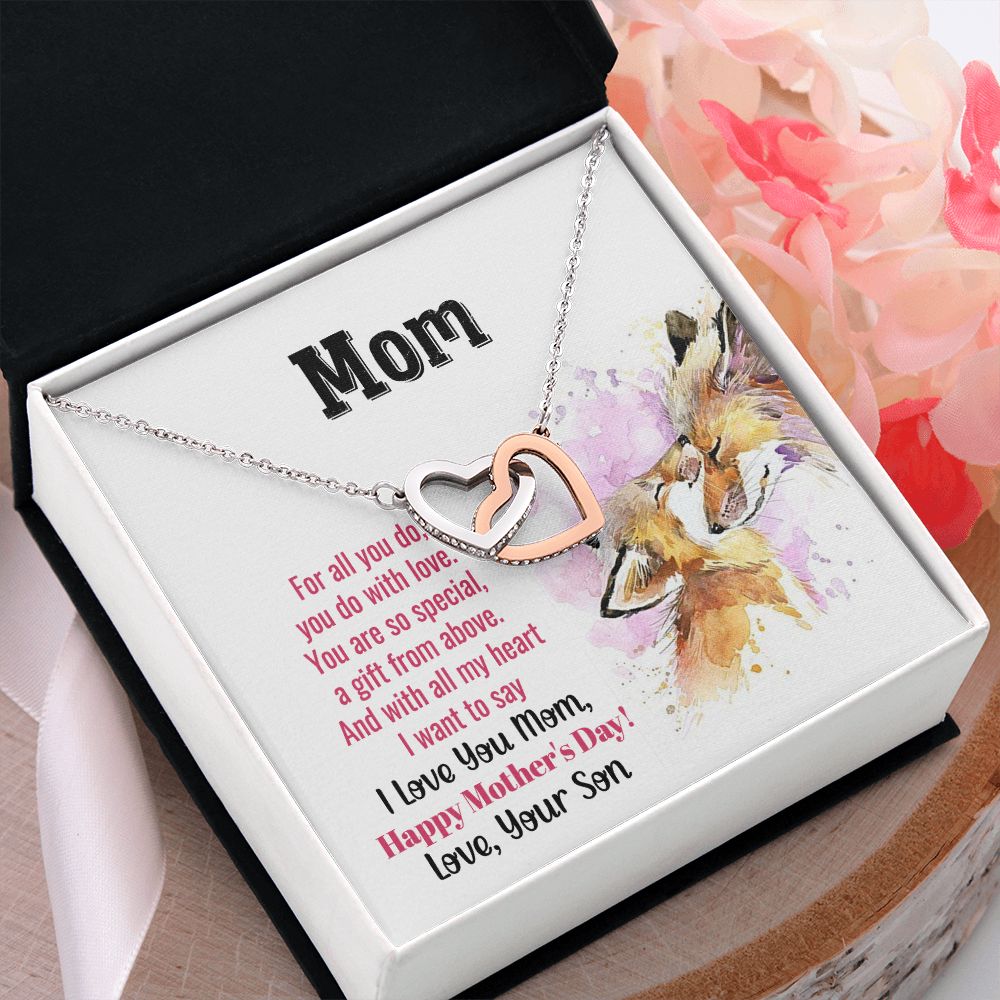 Mom Necklace Gifts for Mom from Daughter to Mom Gifts for Mothers Day from Daughter, To My Mom Necklace from Daughter to Mom Birthday Gifts Necklace with Message Card and Gift Box2241 Interlocking Hearts Necklace