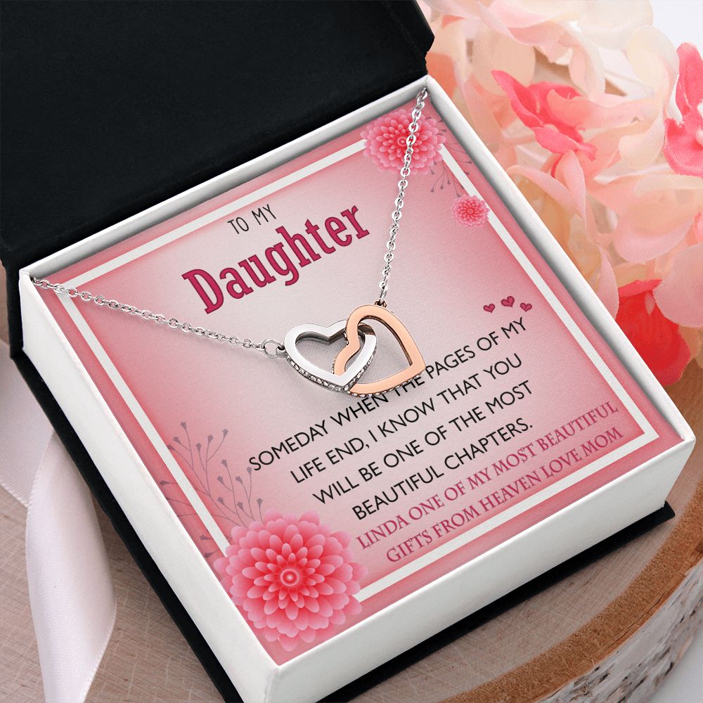 To My Daughter Gift Necklace from Mom, Mother and Daughter Necklace for Girls, Mother Daughter Gift Ideas, Jewelry Pendant Interlocking Hearts Necklace