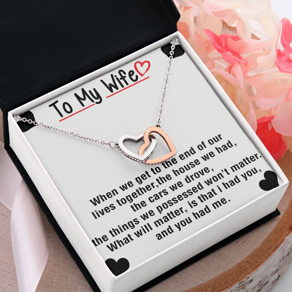 To My Wife Necklace from Husband, Personalized Necklace for Women, Luxury Necklace for Wife from Man Men, Wedding Anniversary Present For Wife, Beautiful Wife Jewelry Christmas Birthday Gift For Wife25 Interlocking Hearts Necklace