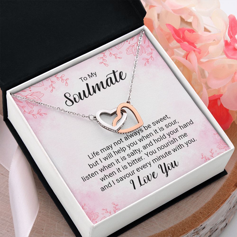 To My Soulmate Necklace for Women Birthday Christmas Jewelry Gifts For My Wife with Message Card Box Personalized Gift Present Pendant for Future Wife Soulmate Girlfriend Love 15 Interlocking Hearts Necklace