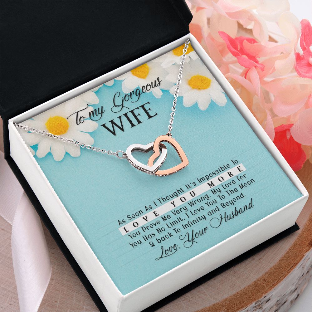 Birthday Gifts For Wife, Necklace Gifts For Wife From Husband, To My Wife Jewelry For Women , To My Wife Necklace  from Husband Wedding Anniversary Present For Wife, Beautiful Wife Jewelry Christmas33 Interlocking Hearts Necklace