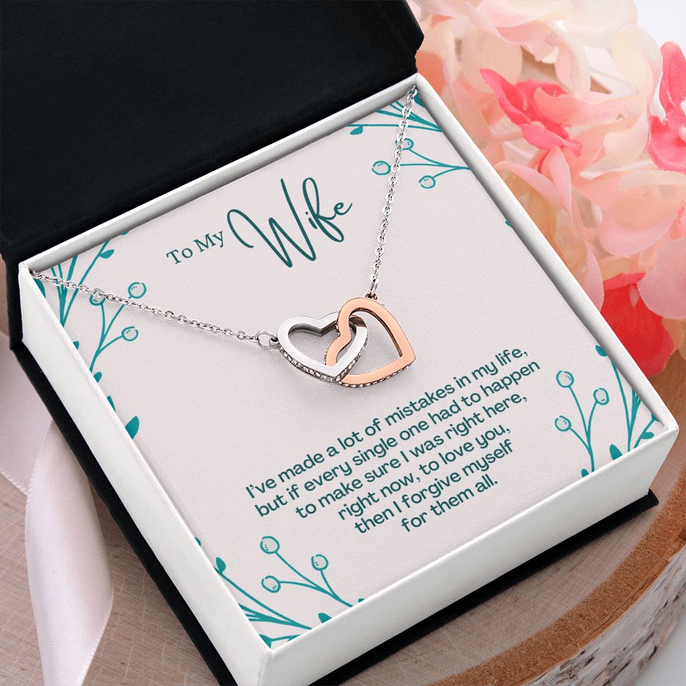 To My Wife Necklace Pendant Gift From Husband I've Made A Lot Of Mistakes With Message Card and Gift Box. Valentine's Day Gift For Wife Future Wife Interlocking Hearts Necklace