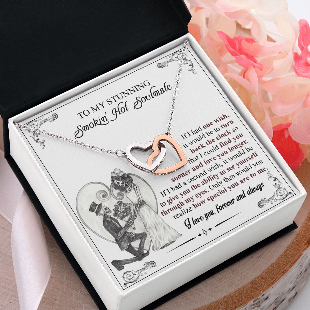 To My Soulmate Necklace for Women Birthday Valentines Day Jewelry Gifts For My Wife with Message Card Box Personalized Gift Present Pendant for Future Wife Soulmate Girlfriend Love 6 Interlocking Hearts Necklace