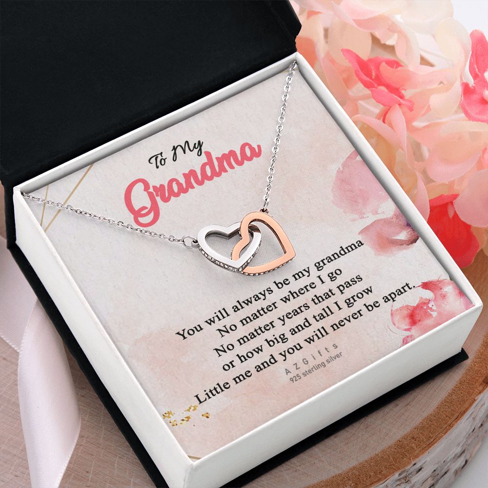 To My Grandma Necklace, Gift for Grandmother Necklace, Mothers Day Gift For Grandma Nana, Grandma Jewelry From Grandchildren GrandKids , Jewelry Box Gift For Grandma Grandmother13 Interlocking Hearts Necklace