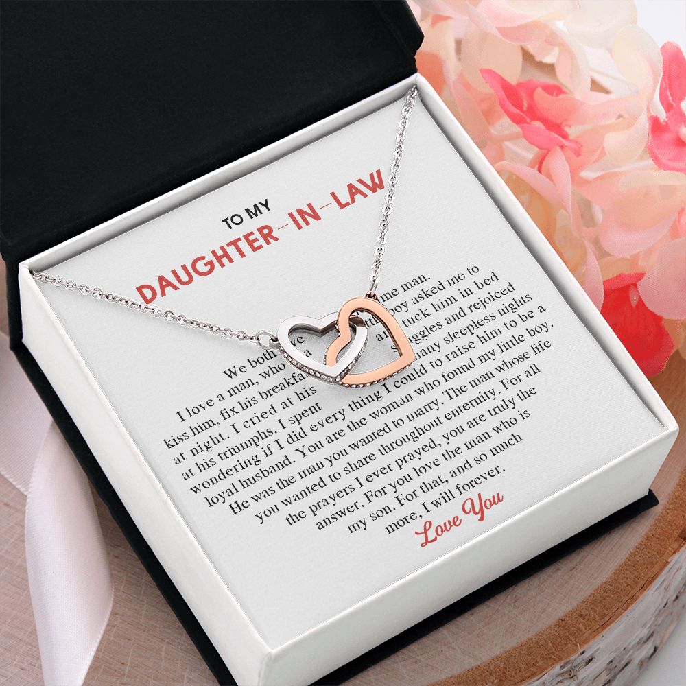 To My Daughter-in-Law Alluring Beauty Necklace Birthday Graduation Gift For Her Interlocking Hearts Necklace